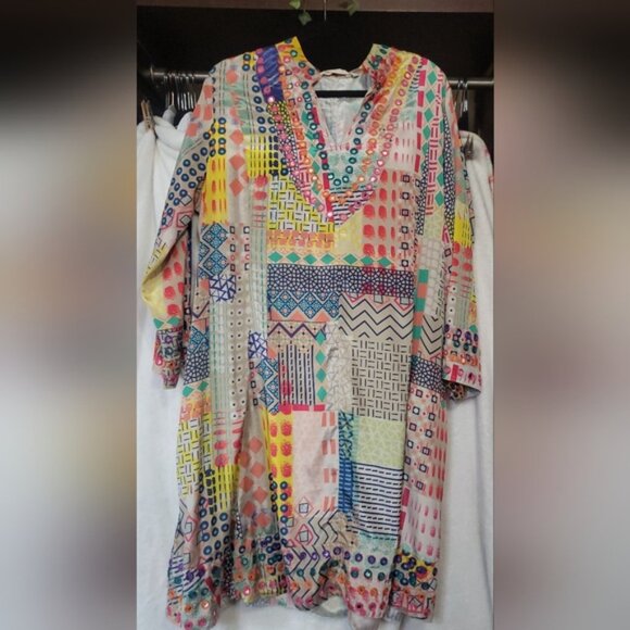 Soft Surroundings Summerfest Colorful Boho Patchwork - Style Dress Size XL - Picture 2 of 8